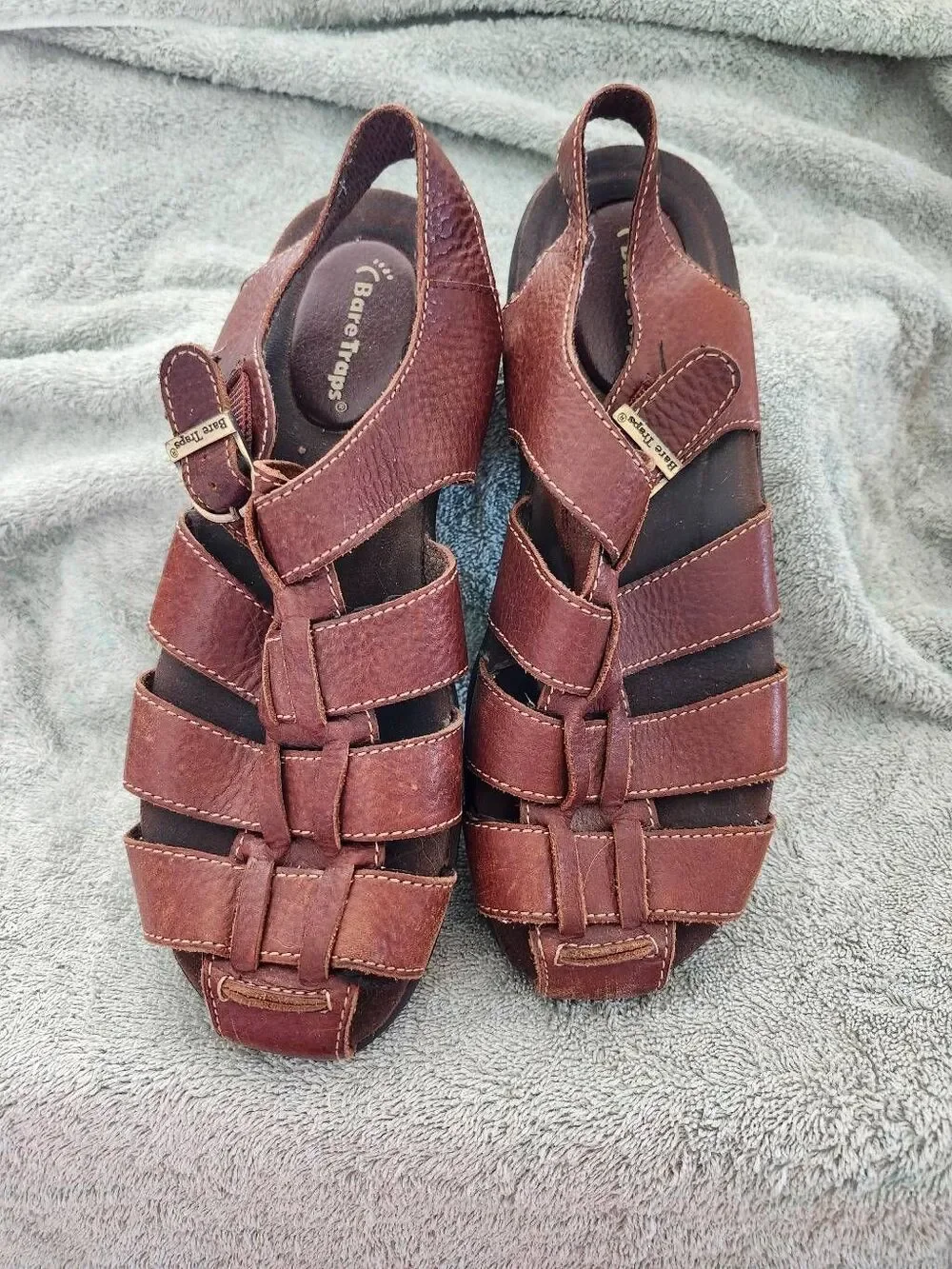 Baretraps brown leather fisherman sandals, an older or vintage model like the 